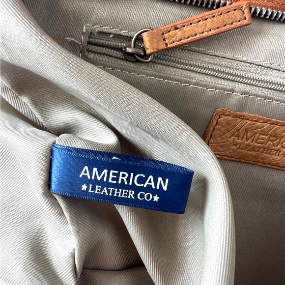 American Leather Co. Tan Leather Crossbody Bag Embossed Floral Design